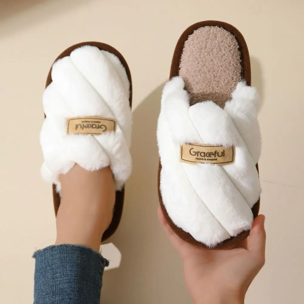 موضة شريط نعال قماش عدم الانزلاق رشاقته الدافئة لينة النعال المنزل ملابس منزلية غير رسمية أحذية الصوف النعال داخلي #2