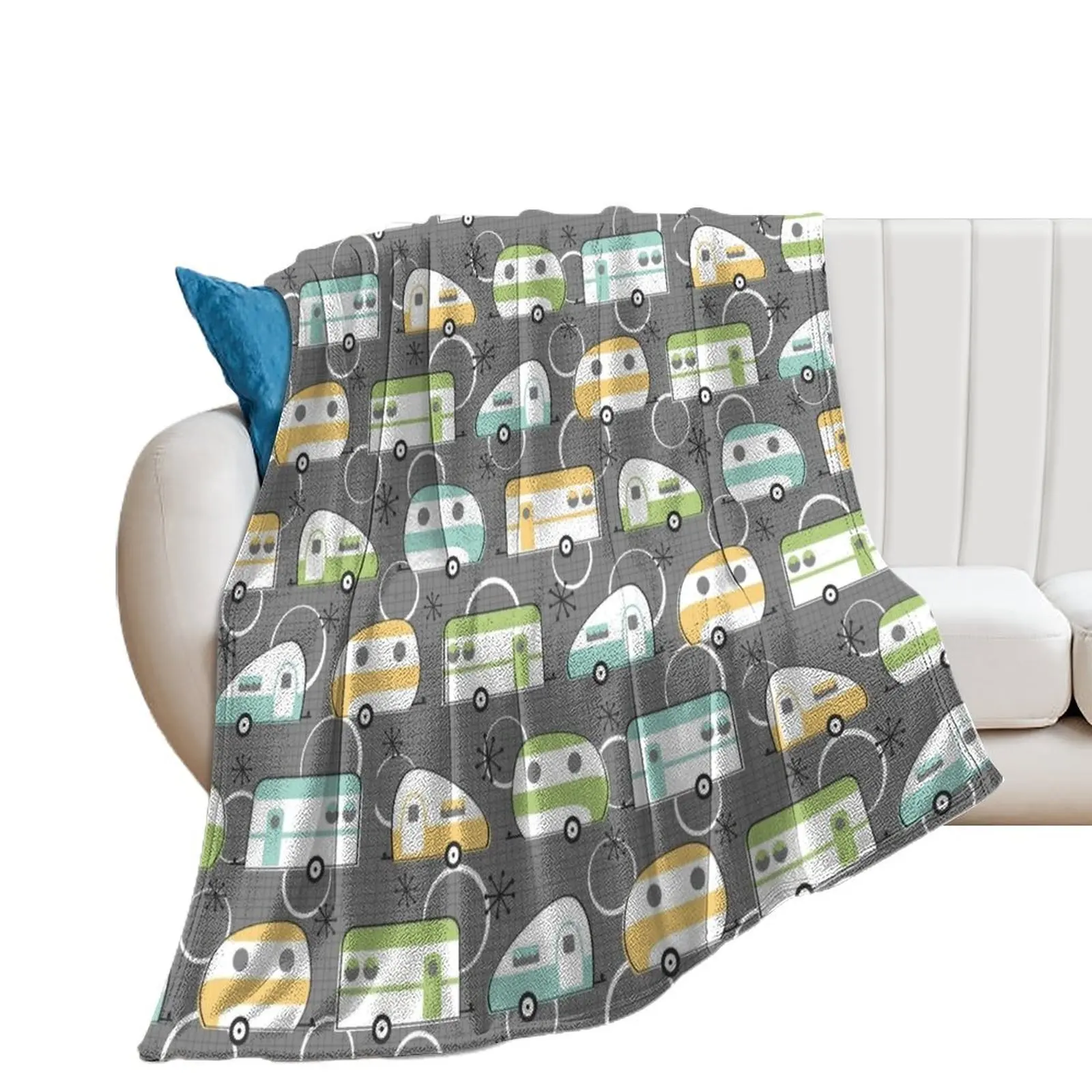 

Happy Campers Throw Blanket Furry Decorative Throw Thins Blankets