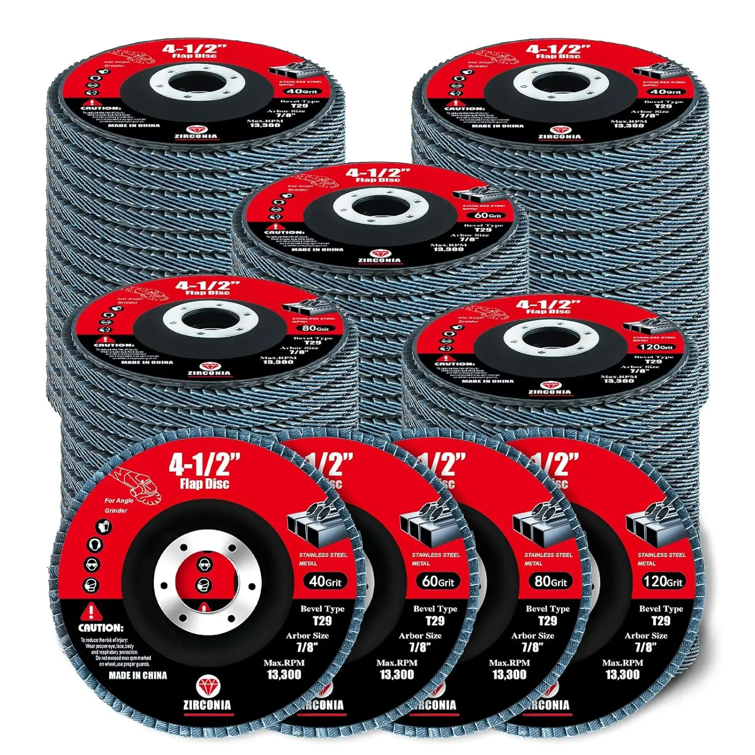 

Набор из 60 лепестковых дисков для угловой шлифовальной машины, абразивные круги из циркония зернистостью 40-120 для обработки металла и дерева