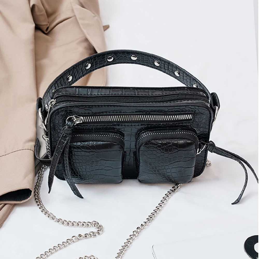 Luxury Alligator Women Handbags Crocodile Pattern Shoulder Bag Chains Crossbody Bags for Women Animal Print Flap Purses Clutch