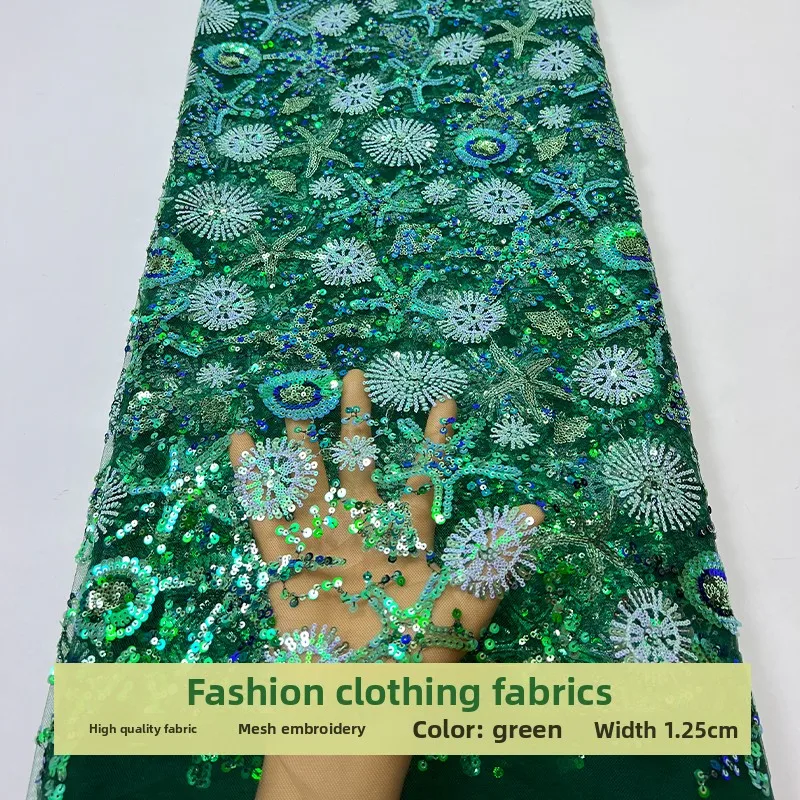 

Lace Mesh Sequins Embroidered Fabric for Perspective Wedding Dress Performance Costume Cloth Diy By The Yard Sewing Material