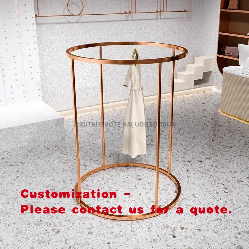 custom.New Products Round Cloth Rack Display Boutique High End Clothing Store Design Display Metal Garment Stand