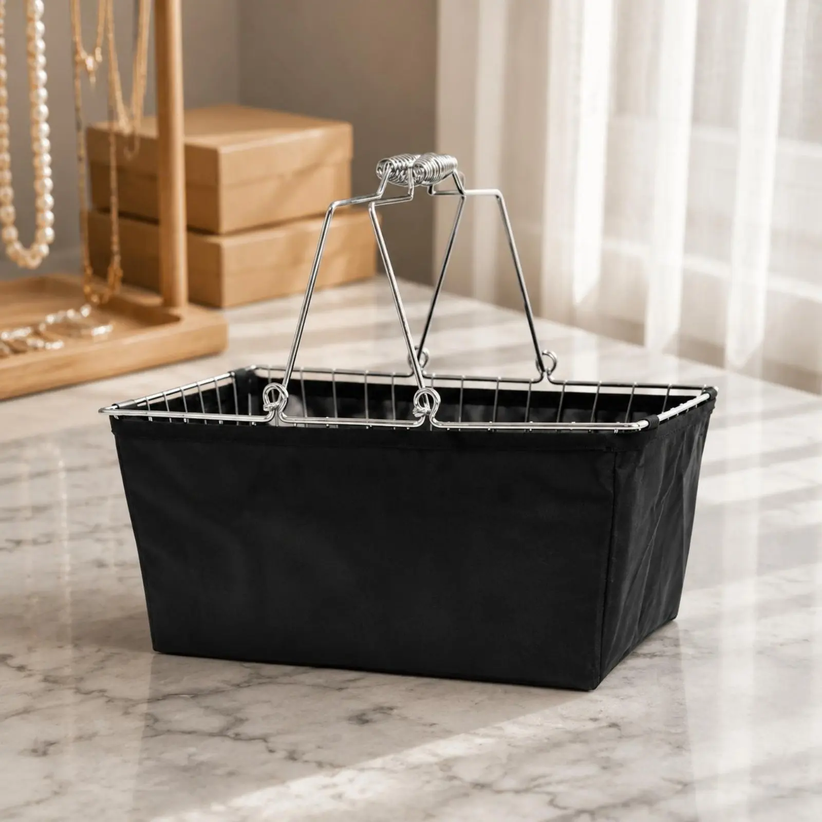 

Metal Shopping Basket Easy to Carry Wire Shopping Basket Shop Basket Supplies Ventilated Retail Supply Large Capacity