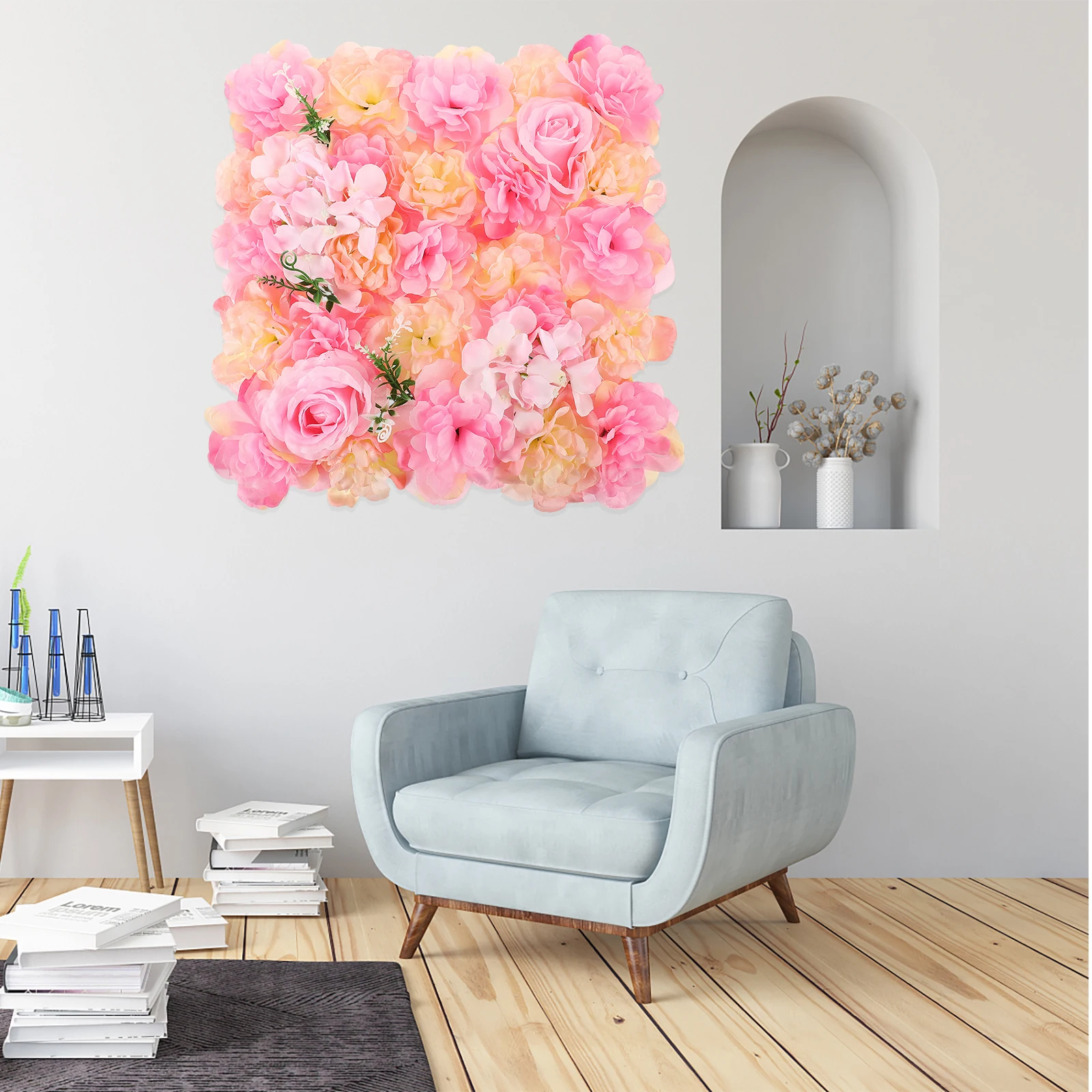 

Artificial Flower Wall Panel Decor Silk Rose Plants Plastic WeddingBackdrop Decoration Fake Flowers Panel FloralWedding Party