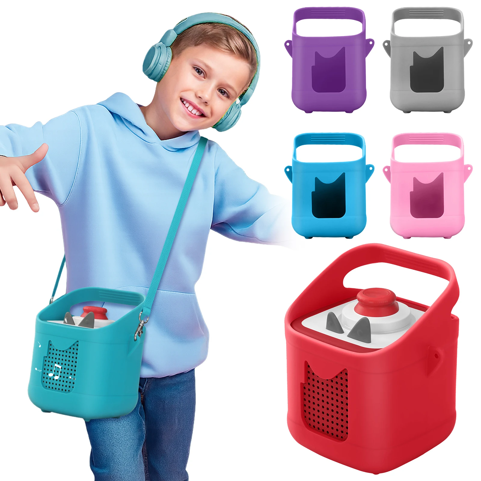 Coque de protection avec poignée facile à transporter, manchon de protection souple et antidérapant, Compatible avec les lecteurs Audio Toniebox 1 et 2