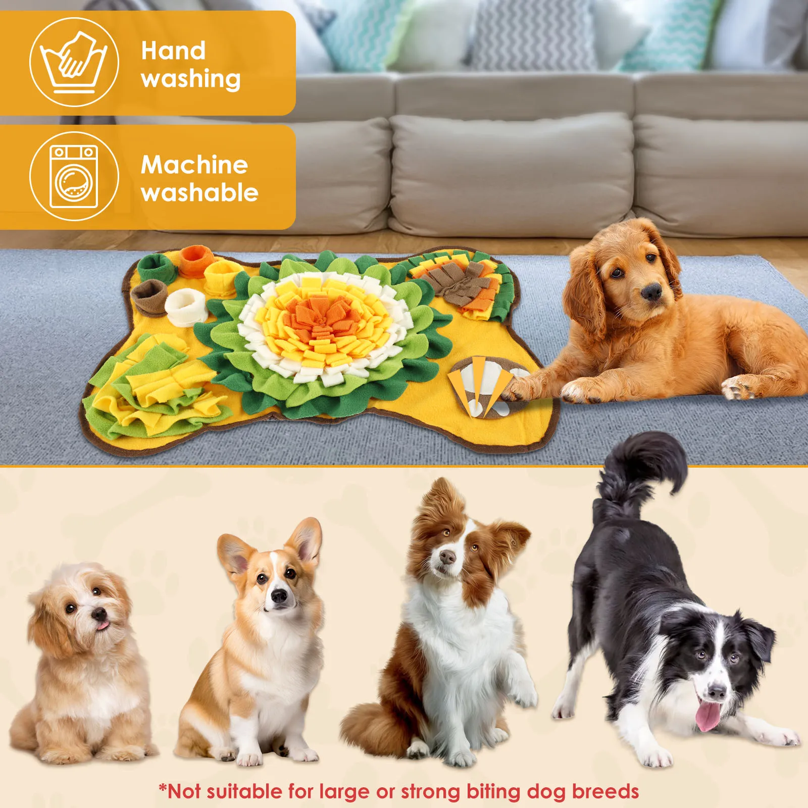 สุนัข Snuffle MAT Foraging กลิ่นการฝึกอบรมผ้าห่มสัตว์เลี้ยง Interactive การฝึกอบรมและความเครียด Sniff Feeding MAT Treat MAT ของเล่นสุนัข