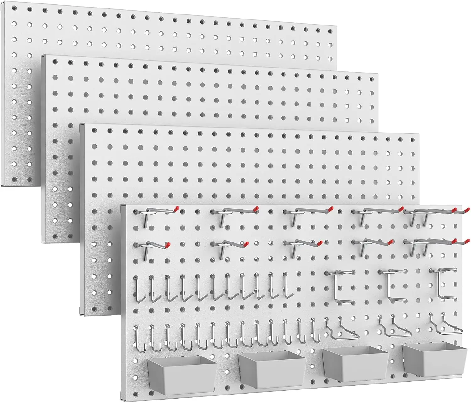 

48PCS Metal Pegboard Kit 12x24 Tool Storage Wall Organizer with Hooks and Bins for Garage Workshop Kitchen Gray