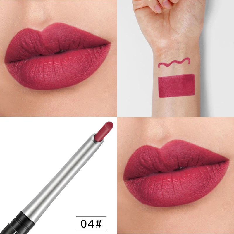 Matte Waterproof Lipstick 2-in-1 High Color Rendering Lipliner Lips Makeup Lip Liner Pencil Rich Color Moisturizing