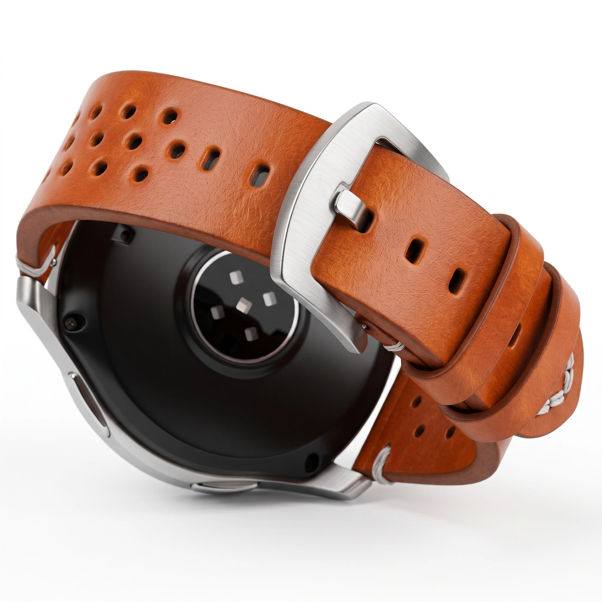 Atmungsaktives Echtleder-Uhrenarmband mit Schnellverschluss, 18–24 mm, Rindslederband, erhältlich in Schwarz, Grün, Braun, Gelb, Unisex-Uhrenarmbänder – Detail 8