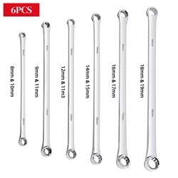 EZARC 6pcs Wrenches Metric 8mm-19mm Extra Long Box End Wrench Set for Car Repair CRV Combination Durable Aviation Spanners