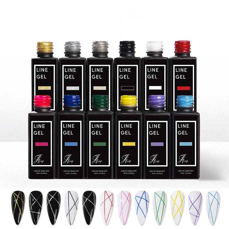 15/7/5ml Black White Graffiti Line French Nail Painting Gel Semi-Permanent Black White Drawing Gel Polish 2024#UV Painting Gel - Image 2