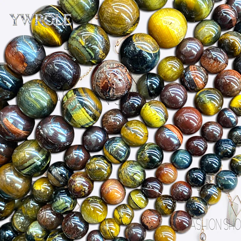 Runde Naturstein Rot Gelb Blau Tigerauge Lose Spacer Perlen für Schmuck Machen DIY Armbänder Charms Zubehör 15''