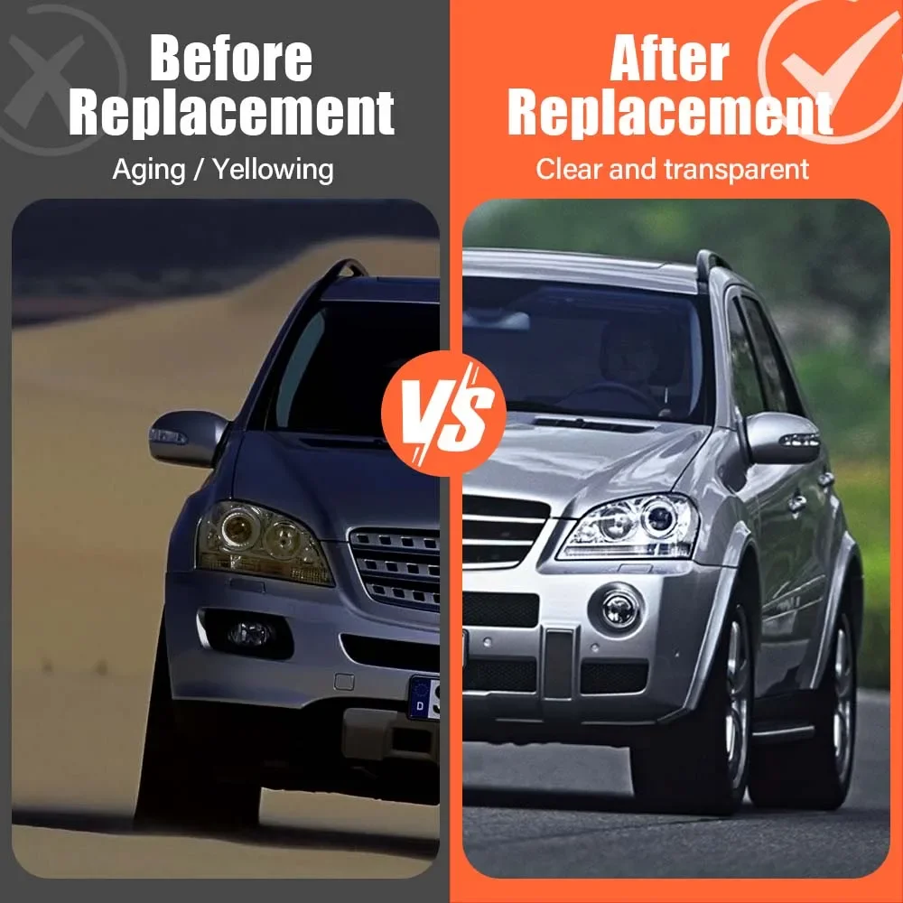 

For Mercedes-Benz ML Class W164 ML350 ML500 2005 2006 2007 2008 Front Headlamp Lens Cover Transparent Lampshade Lamp Shell