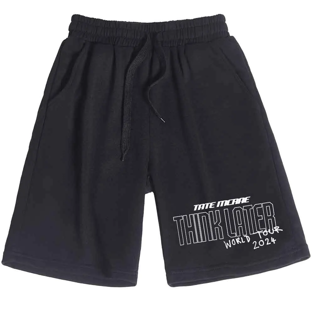 Tate Mcrae Think Later World Tour-Pantalones 2024 de algodón Unisex, pantalón corto informal para playa, estampado de verano, Regular