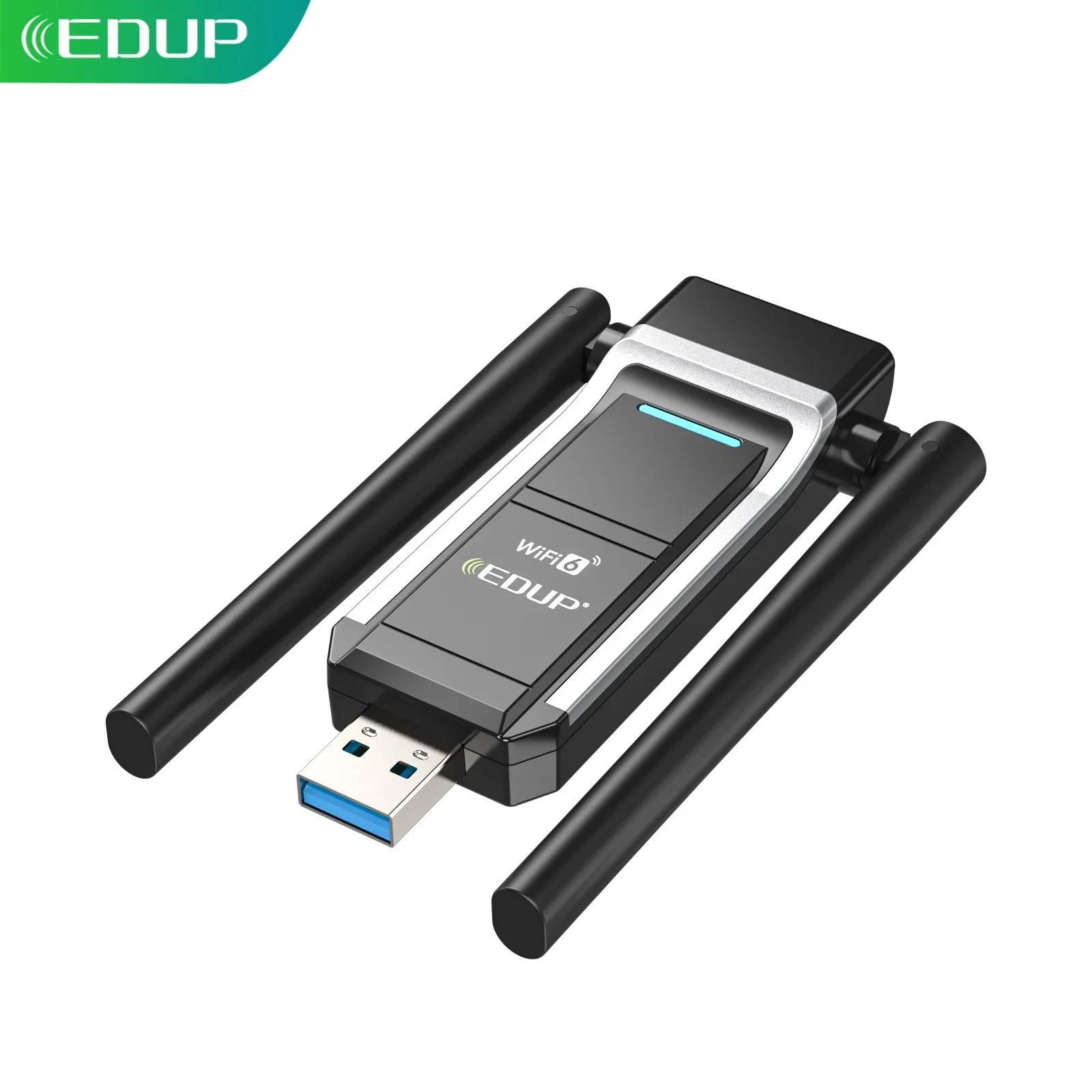 EDUP EP-AX1693S WiFi6 AX1800 USB3.0 PC Adapter High Gain Dual Antennas Wireless Network Card MU-MIMO WPA3 Security 5GHz/2.4GHz