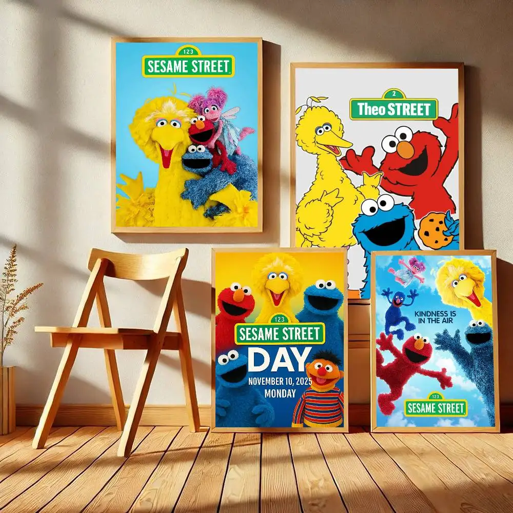 S-Sesame Cartoon S-Streets Whitepaper Poster HD Quality Poster Wall Art Painting Study Room Wall Decor