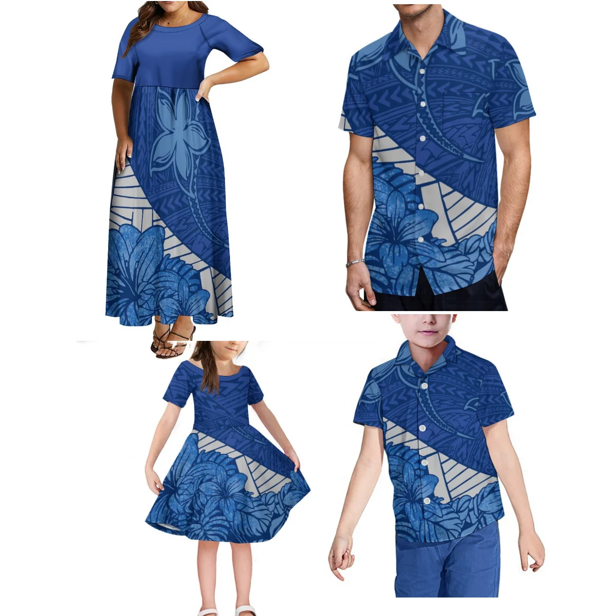 Women And Girls Dress Matching Men Boys Casual Shirt 2024 Polynesian House Party Dress Loose Maxi Samoan Fashion Women'S Dress