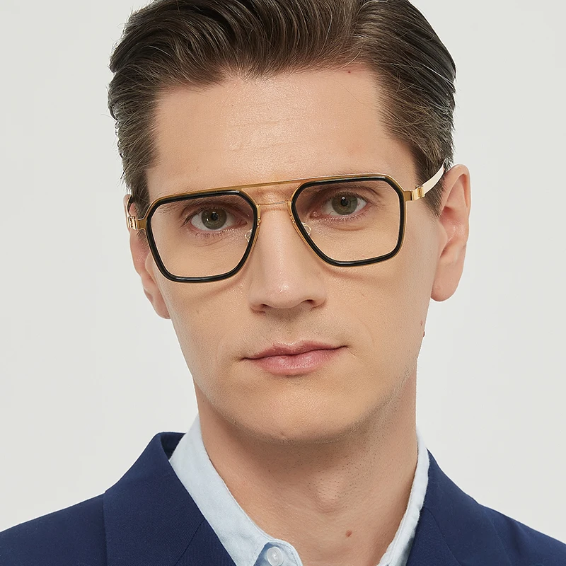 Double-beam Glasses Frame Denmark Design Men Large Frame Pilot Eyeglass Women Large Face Spectacles Ultralight Screwless Eyewear