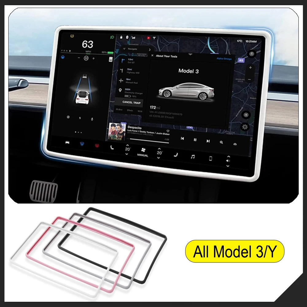 For Tesla Model 3 Y Juniper Screen Protector Silicone Frame Display Edge Body Cover Central Control Accessories 2026 2025-2021