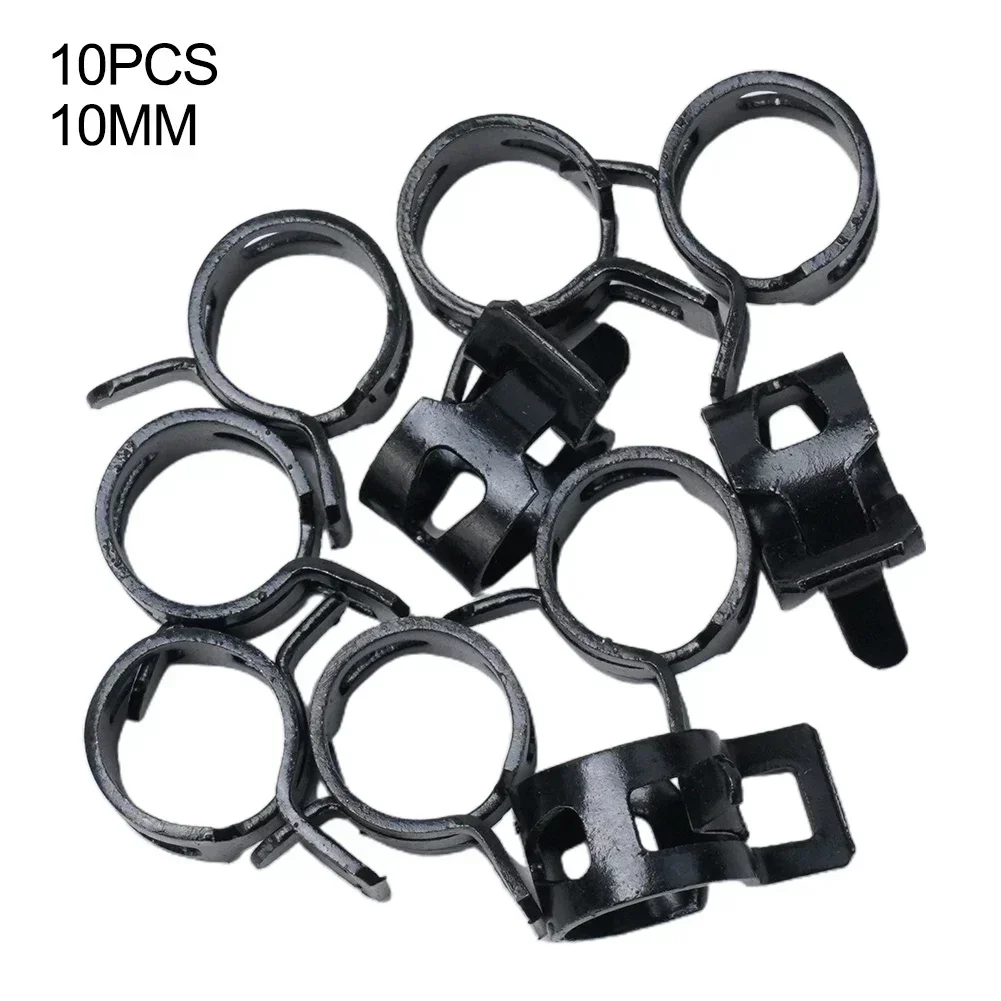 10pcs Black Spring With Fuel Hose Clip Silicone Hose Reusable 5-16mm Hose Clip Water Pipe Clamp Hoops Air Tube Fastener