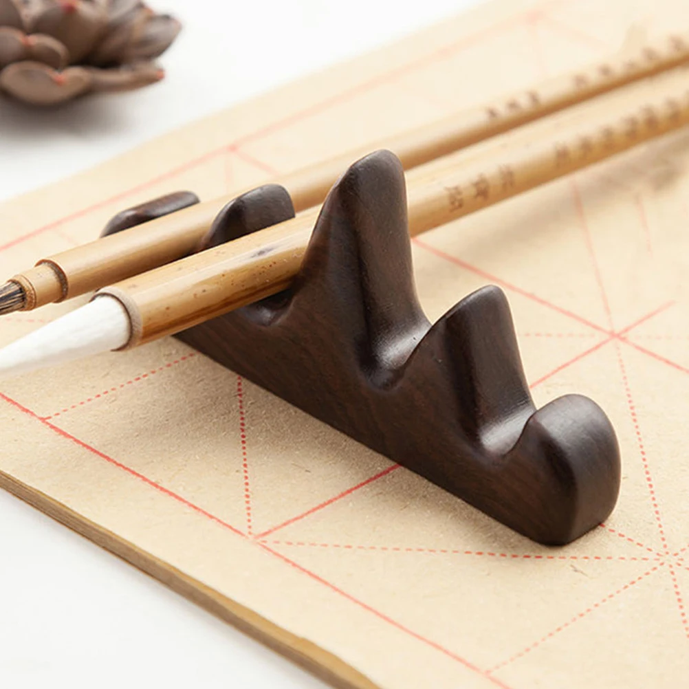 

2Pcs Writing Brush Support Wooden Holder Durable Elegant Artistic Desktop Ornament Gift Writing Brush Holder Painting Pen Stand