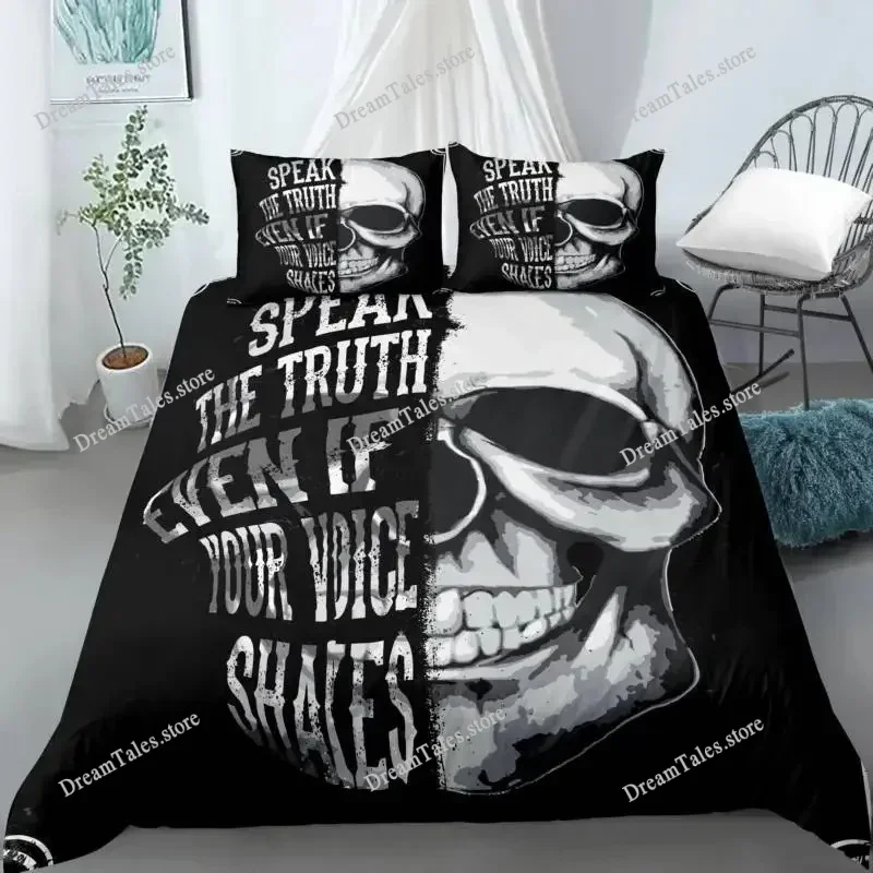 Skull Duvet Cover Queen Size Microfiber Vintage Sugar Skull Girl Day of The Dead Bride with Dark Color Roses Graphic Bedding Set