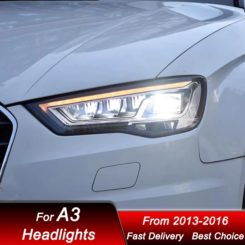 Lampu depan mobil untuk Audi A3 2013-2016 ke S3 RS3 gaya rakitan lampu depan LED Upgrade Aksesori lensa proyektor konfigurasi tinggi