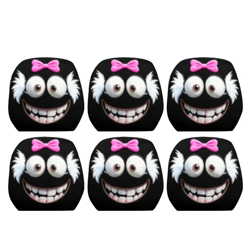 U13C Whimsical Cartoon Car Headrest Protector Cartoon Bows Pattern Strong Polyester Covers Universal Interior Upgrades
