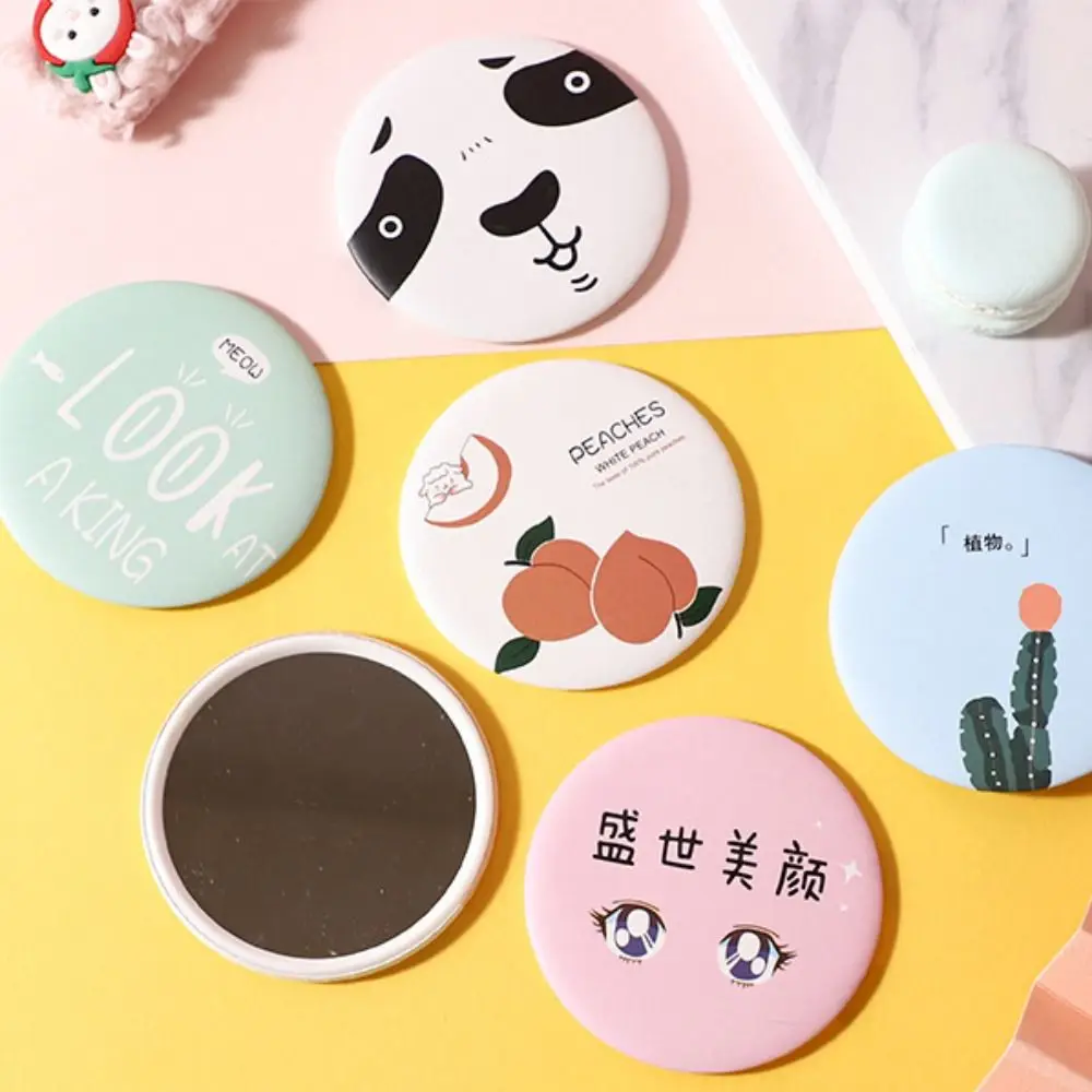 Creative Dog Cartoon Makeup Mirror Panda Strawberry Small Round Mirror Vanity Mirror Letter Mini Single-sided Mirror Female/Male