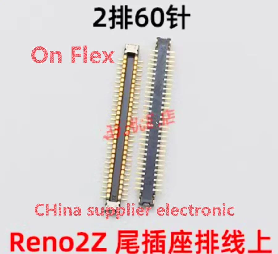 10pcs-100pcs For OPPO RENO2Z Mobile phone tail socket motherboard cable connection buckle connector On Board Flex 60pin