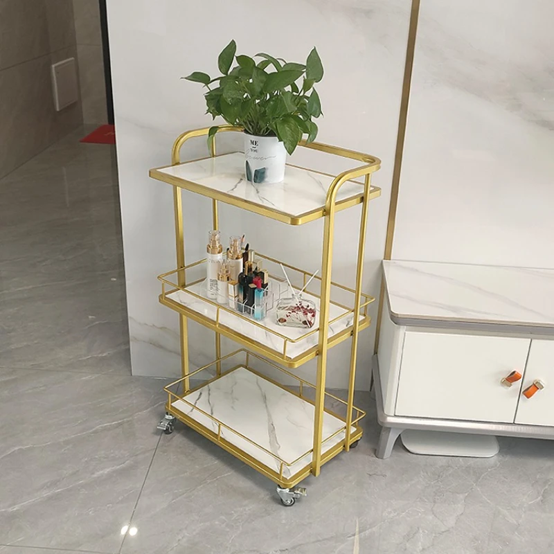Luxury Multi-Tier Beauty Cart Iron Utility Trolley Pedicure Storage Shelf Professional Spa Equipment Mobile Stand