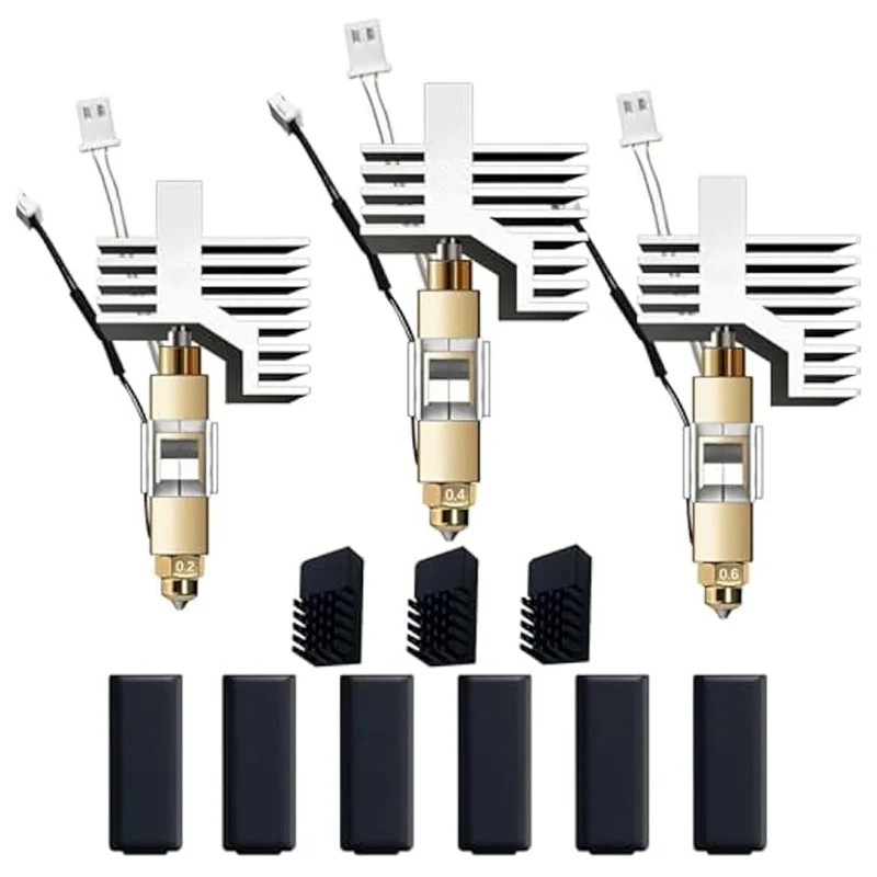 

A13E-For ELEGOO Centauri Carbon Hotend Kit 3Pcs, 0.2/0.4/0.6Mm Hardened Steel Brass Nozzles W/3 Silicone Sock 3 Brush Heads