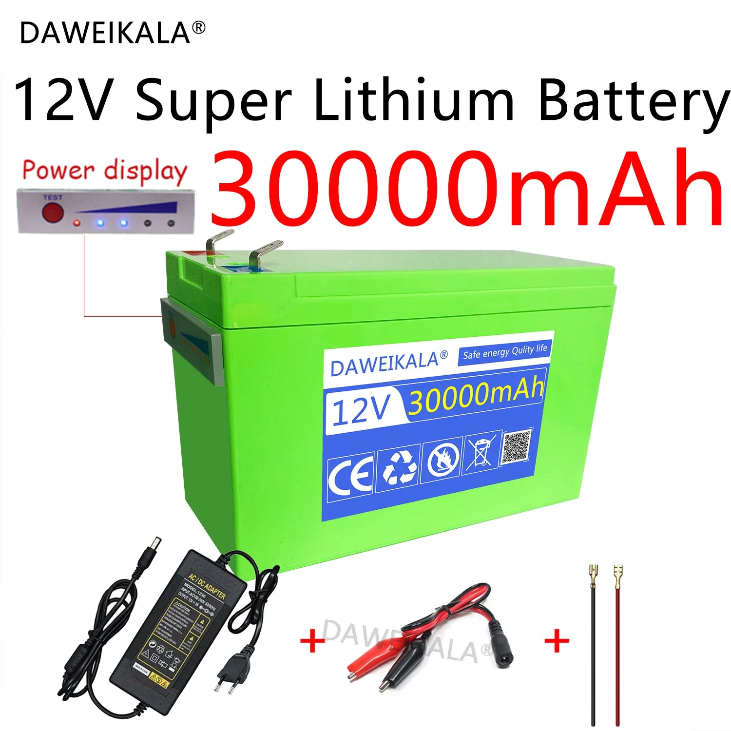 12V Battery 30Ah Built-In High Current 30A BMS 18650 Lithium Battery Pack For Electric Vehicle Battery 12.6V Charger