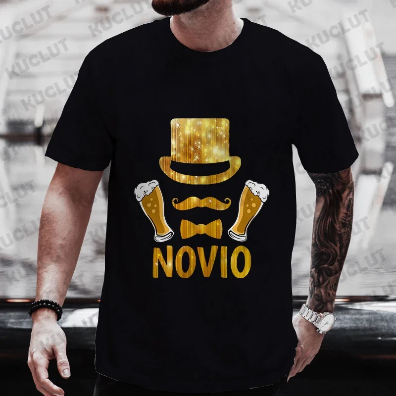 Golden Beer Graphic Y2k Tops Spanish Boyfriend Single Farewell Bachelor Party T-shirts Evg Future Team Groom Man Wedding Tees