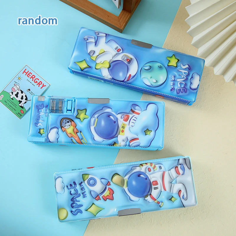 Y Cartoon Creative Astronaut Pencil Case Cute Large Capacity Pen Box Multifunctional Pen Bag Students Stationery Bag Gifts