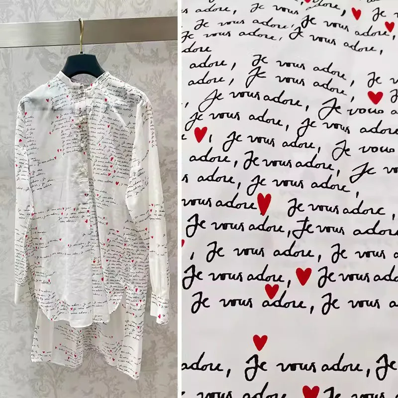 New European And American Letter and Heart Printed Cotton Fabric For Women’s Dress Blouse Handmade DIY Clth Sewing