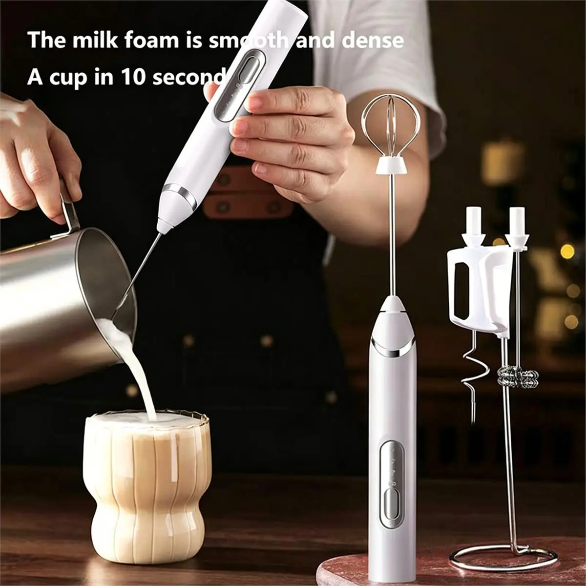 Home Tool Milk Frother Coffee Frother Household Small Electric Milk Frother 3 Speed Adjustment Spume Density Handheld Milk Mixer