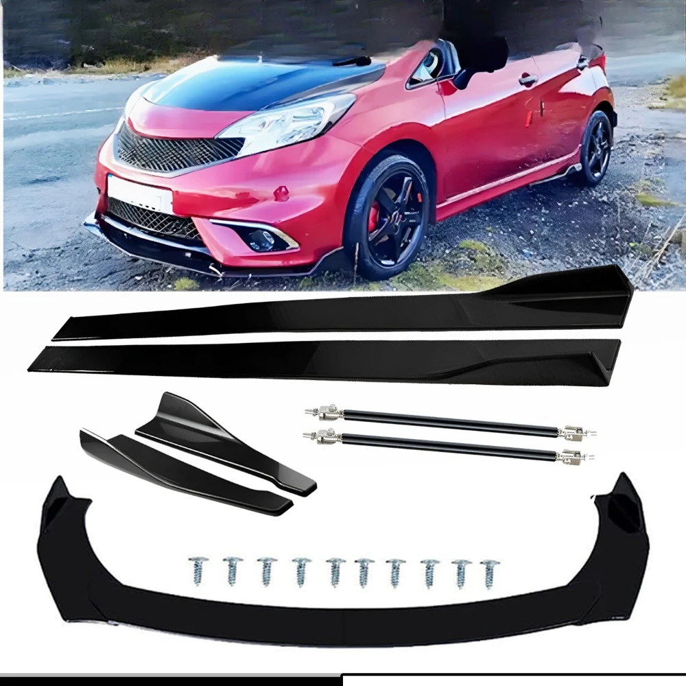 

For Nissan Versa Front Splitter Bumper Lip Spoiler Gloss Black Side Skirt United States