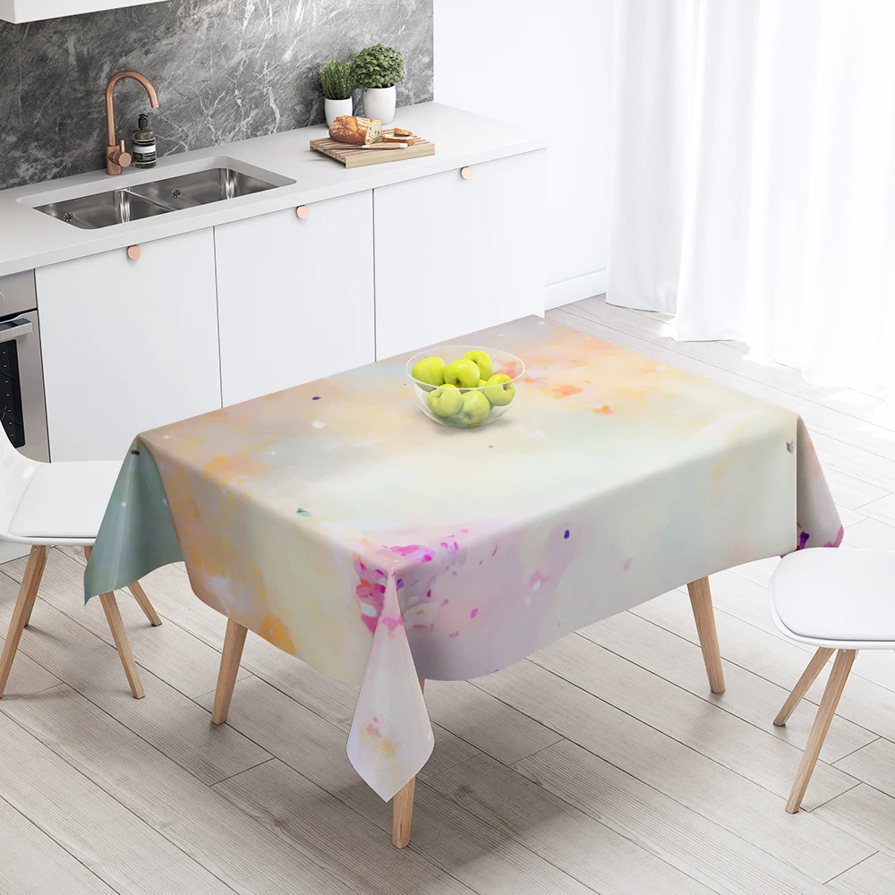 Home tablecloths for dining decoration and rectangular table accessories waterproof cloth Anti-stain restaurant abstract plant