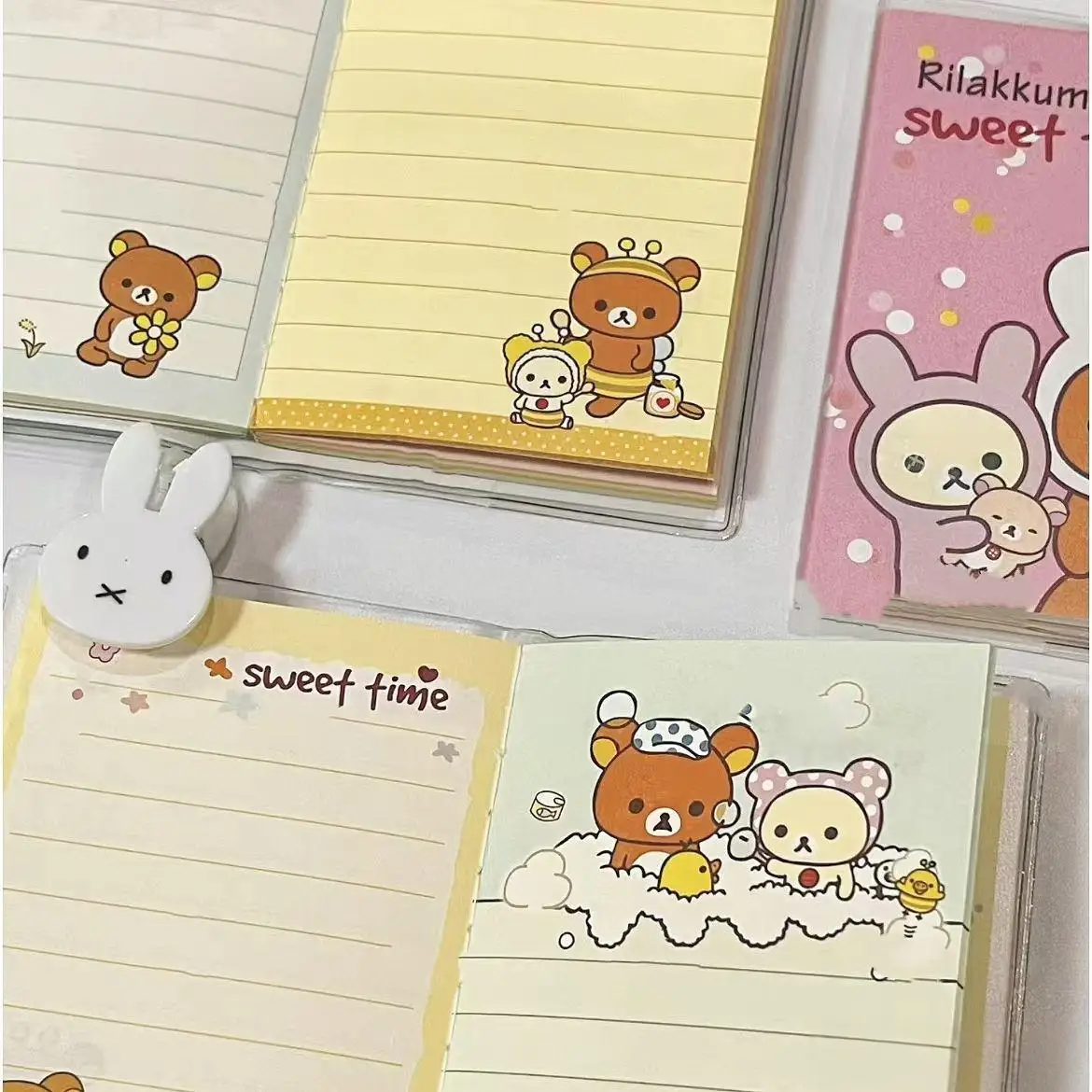 Mini A7 cartoon notebook full color horizontal line inner page page cute bear illustration pocket notepad kid's booklet