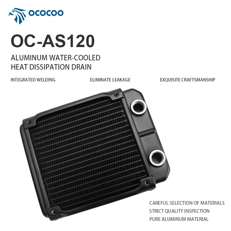 

OCOCOO OC-AS-120 Алюминиевый черный радиатор водяного охлаждения ПК Радиатор Материал разъема для процессора для геймеров 3D-дизайн Профессионалы
