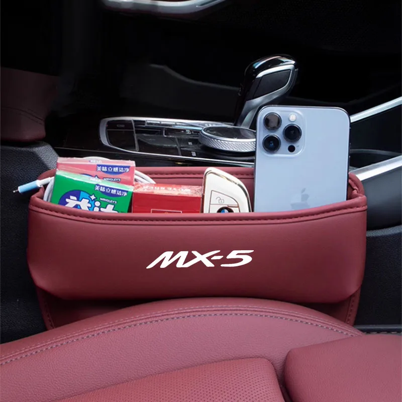 Auto Seat Gap Storage Box Leather Car Seat Organizer Holder For Mazda MX-5 Miata NA NB NC ND 1990-2019 2020 2021 2022 2023