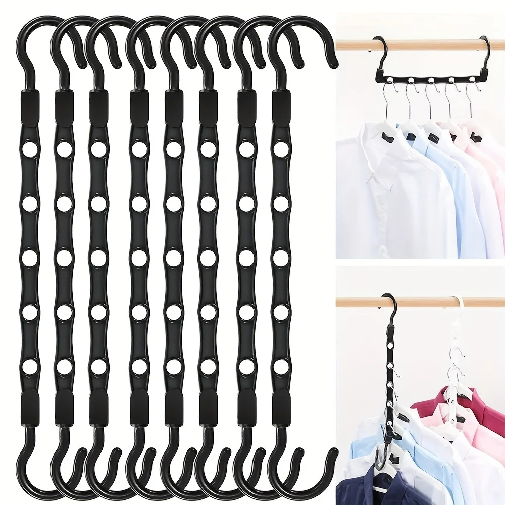 

8pcs Plastic Space Saving Hangers, 5-Hole Cascading Closet Organizer, ° Rotating , Multi-Hang Magic Hangers For Shirts & Garmen