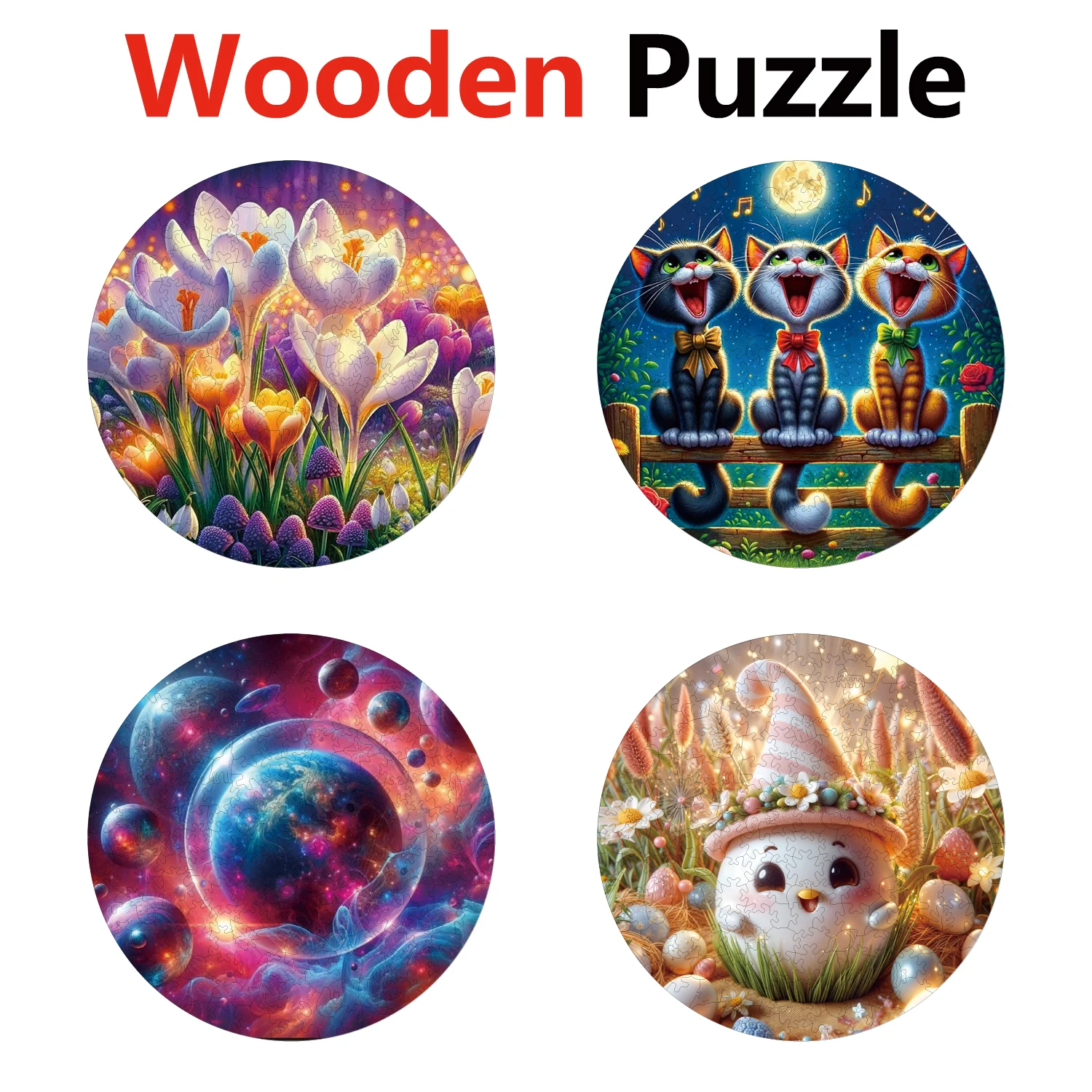 

Flower Cat Planet Egg Animal Puzzles High Quality Jigsaw Puzzle Wooden Puzzle Best Christmas Gift