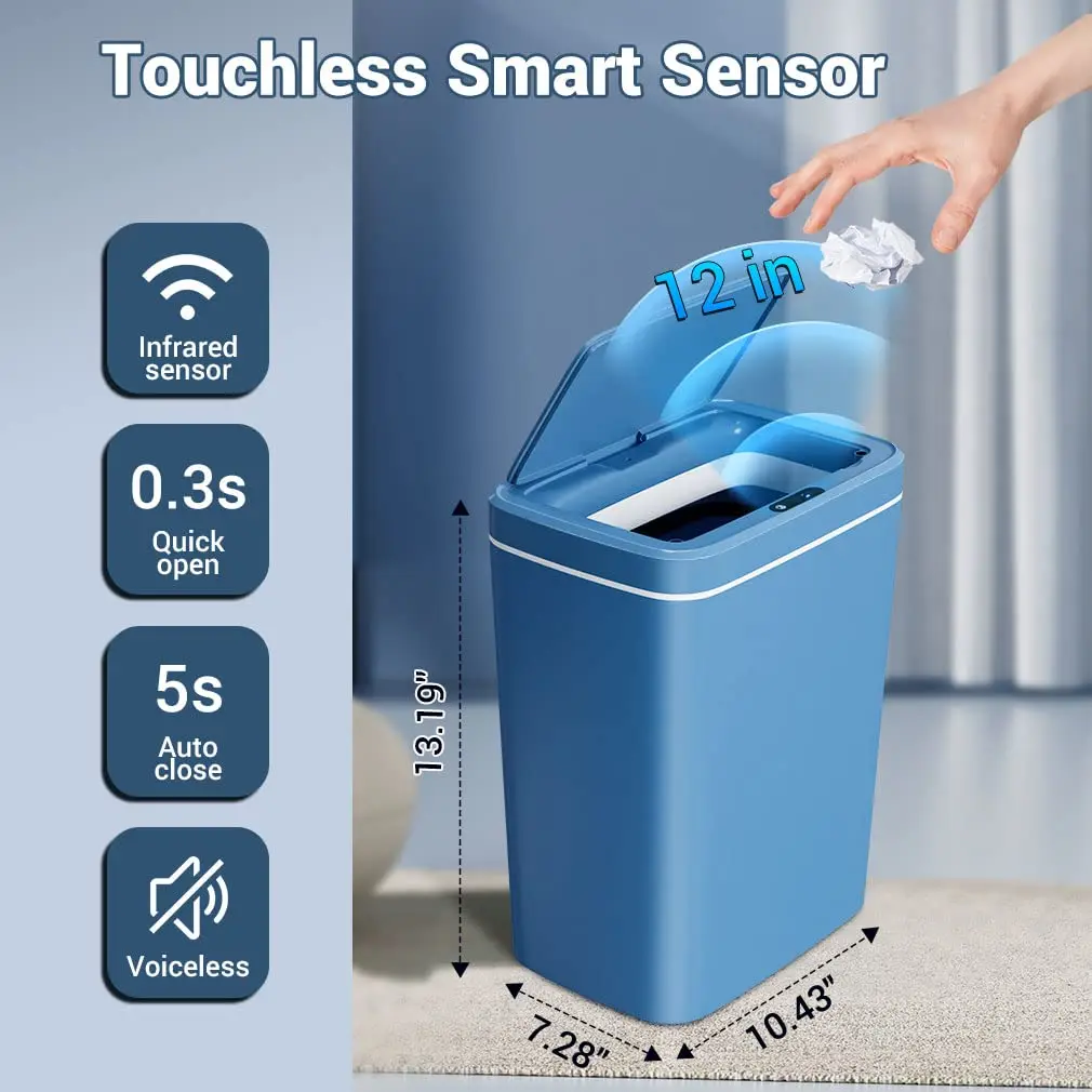 Bathroom Trash Can, 14/16L Automatic Trash Cans Touchless Sensor Lid Smart Electric Garbage Cans For Kitchen,Bathroom,Bedroom