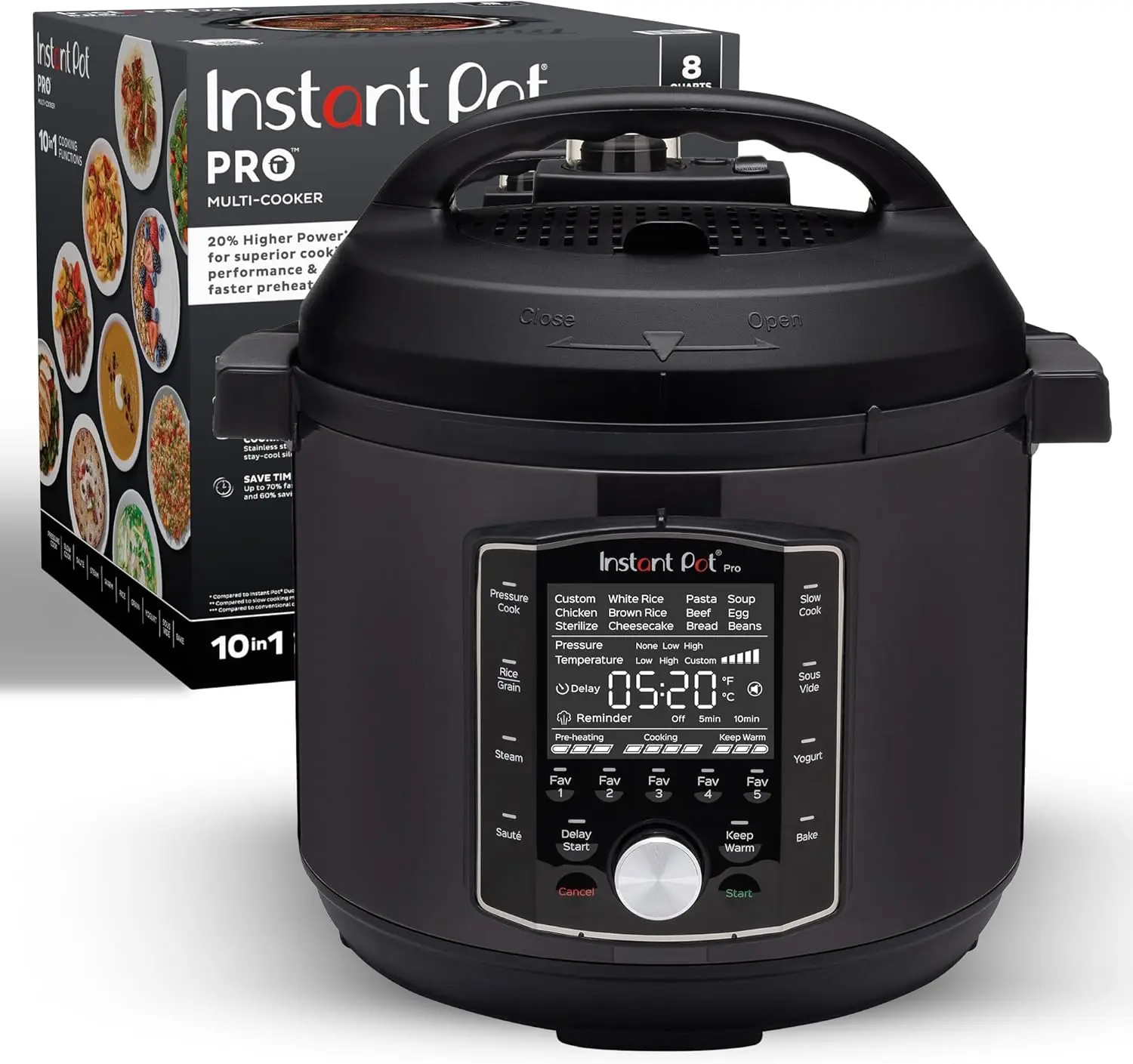 

8 QT 10-in-1 Electric Pressure Cooker with App, Slow Cook, Rice Steamer, Sous Vide, Black