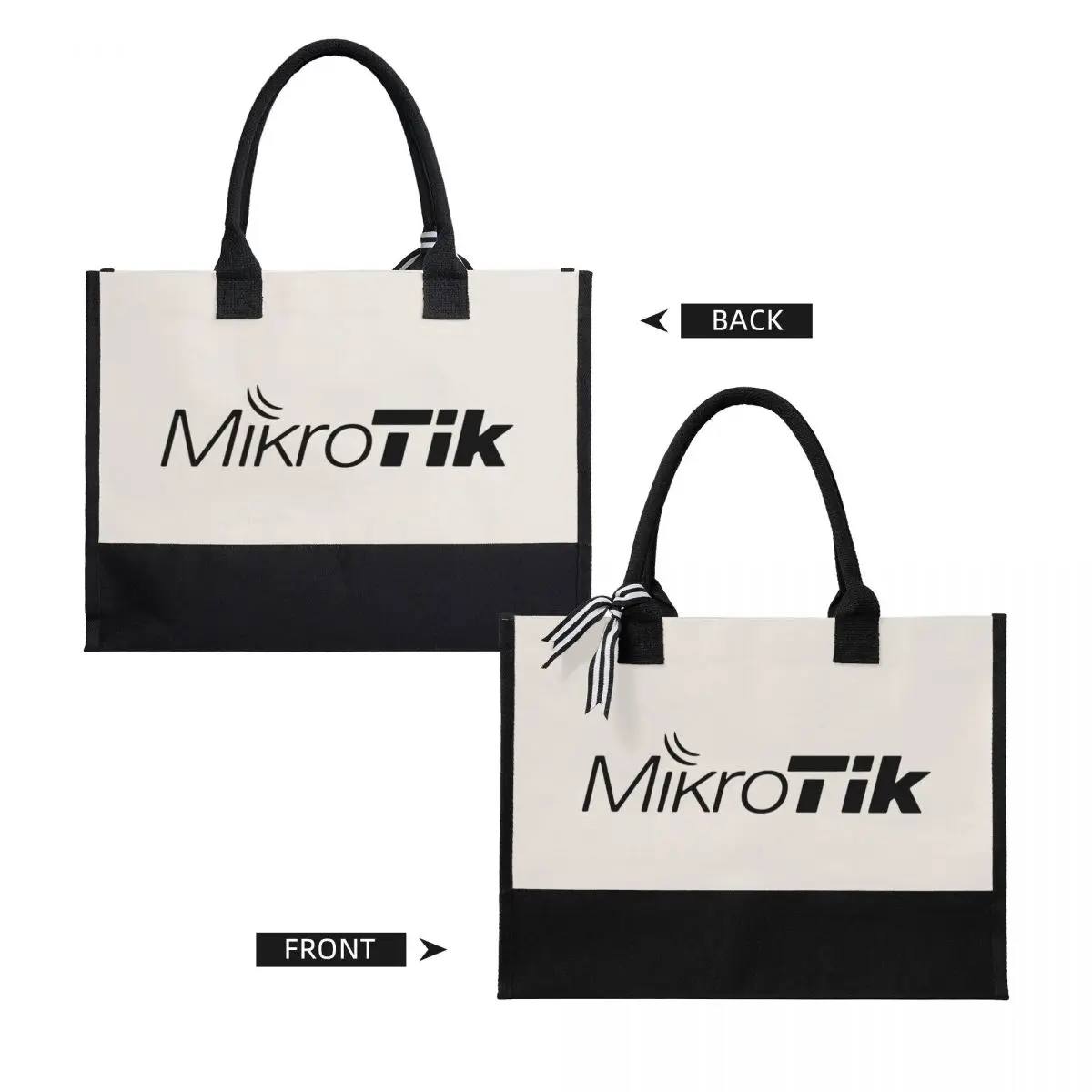 MikroTik 로고 캔버스 쇼핑백, 웨딩 장식, 여행 웨딩 가방, 최고의 결혼 선물