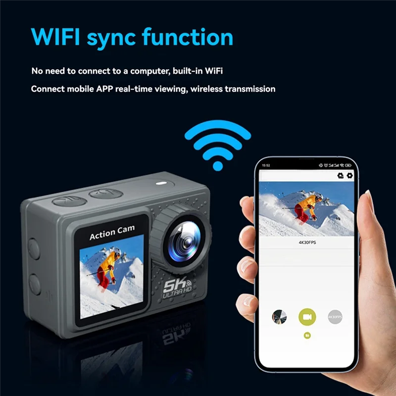 

【Flash Sale】Action Camera Waterproof Action Camera Action Outdoor Camera Anti-Shake 170°A+ Grade High Resolution Wide Angle Lens
