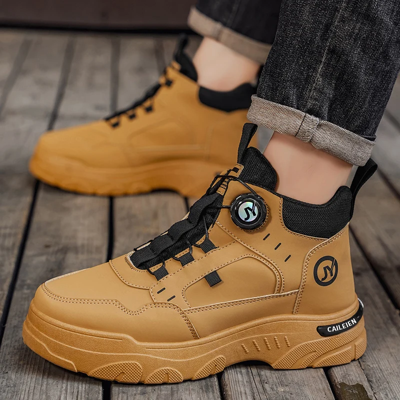 Sneakers Man Spring Trend Hot Sale Comfort Soft Soled Casual Shoes for Fashion Rotating Button Male Work Boots Zapatillas Hombre