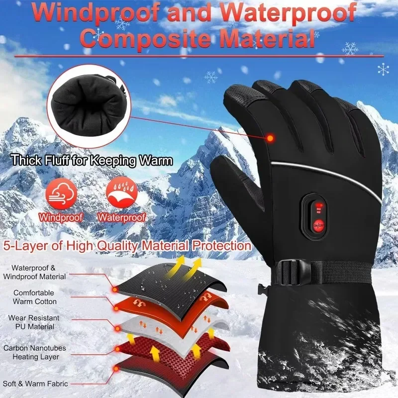 

Warm gloves Professional ski gloves and winter outdoor heating gloves